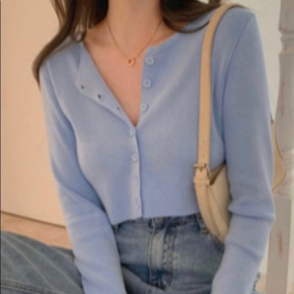Brandy Melville Athelia blue cropped cardigan